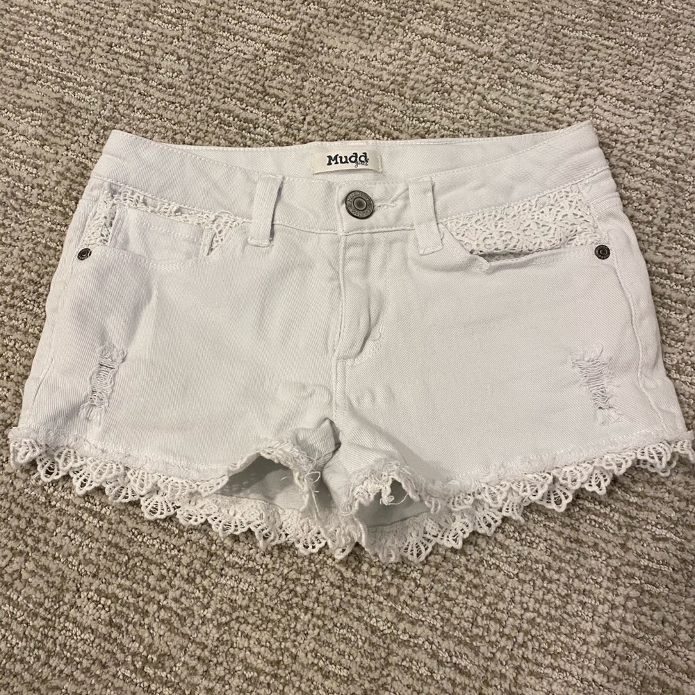 Girls White jean shorts Mudd brand